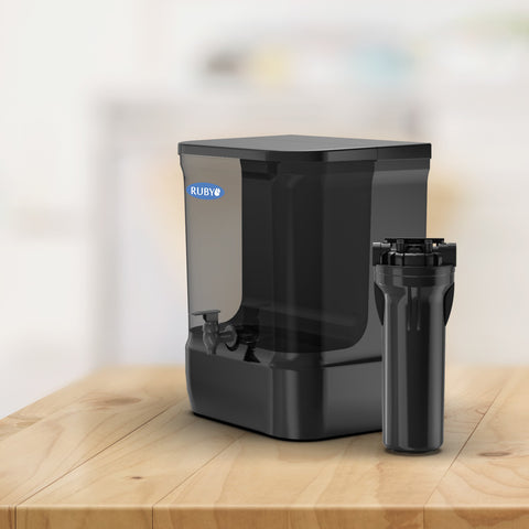 Ruby Water Purifier with NF (Nano filteration) for water with less than TDS 900 PPM Carbon with Copper+ Sediment filter+UV+TDS Control 9 Litres Storage Capacity 30 litre per hour