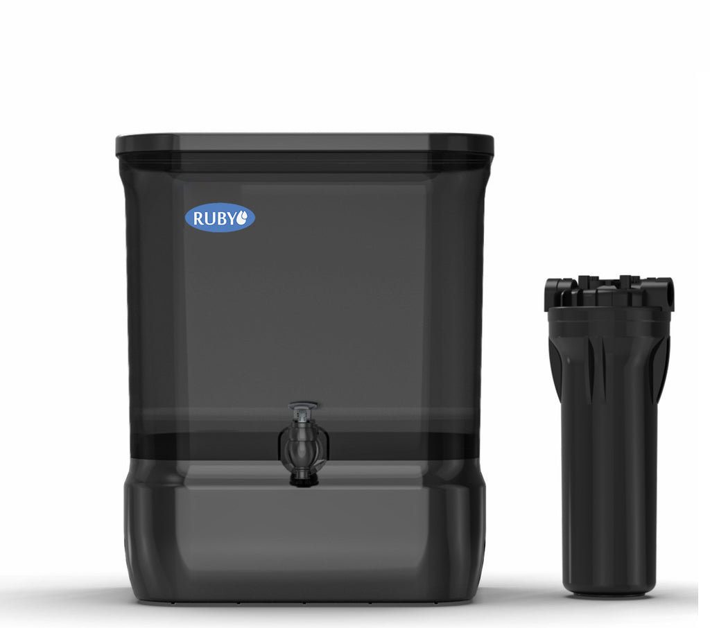 Ruby Water Purifier with NF (Nano filteration) for water with less than TDS 900 PPM Carbon with Copper+ Sediment filter+UV+TDS Control 9 Litres Storage Capacity 30 litre per hour